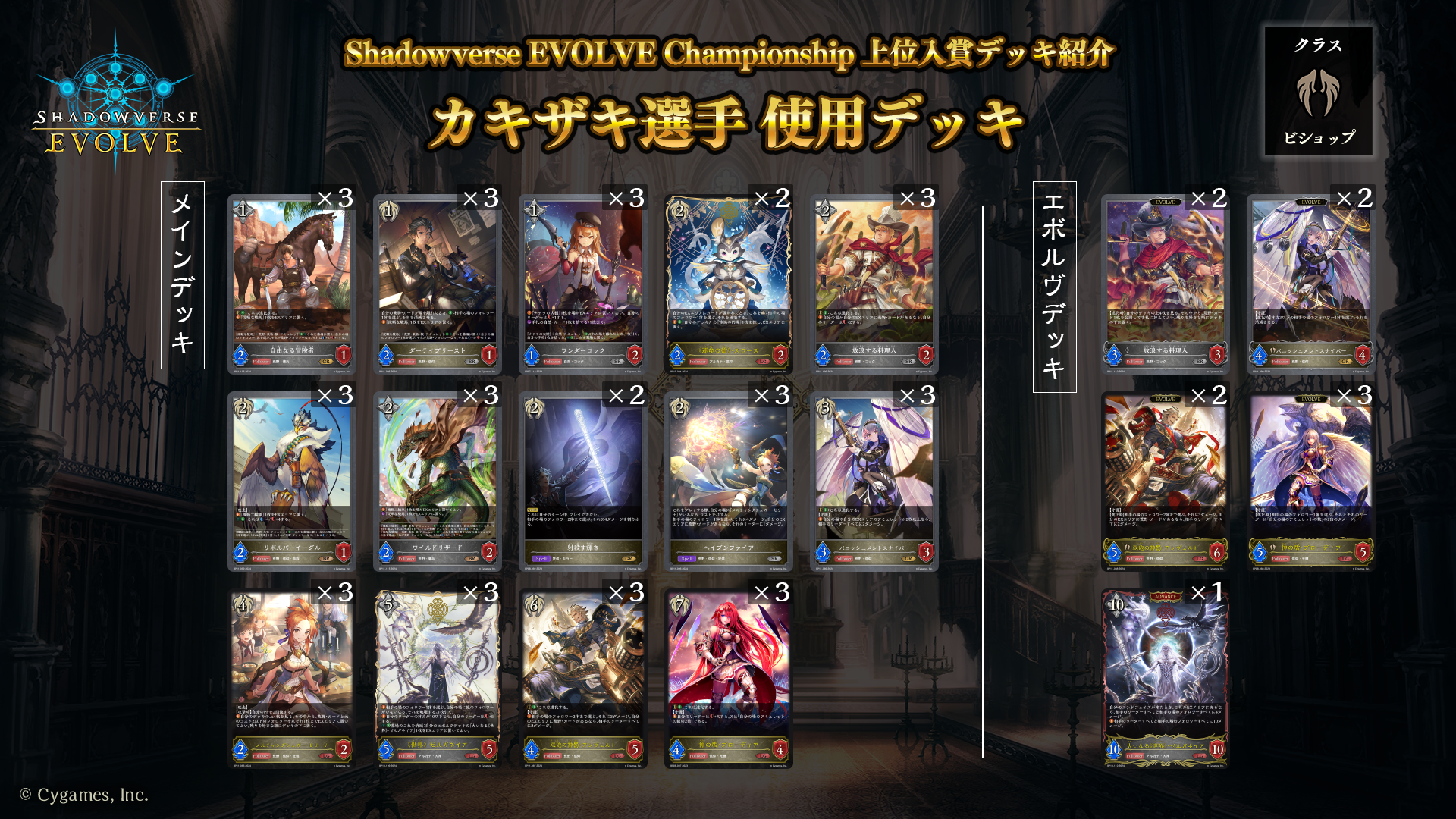 Shadowverse EVOLVE Championship」（2024年8月4週）上位入賞者