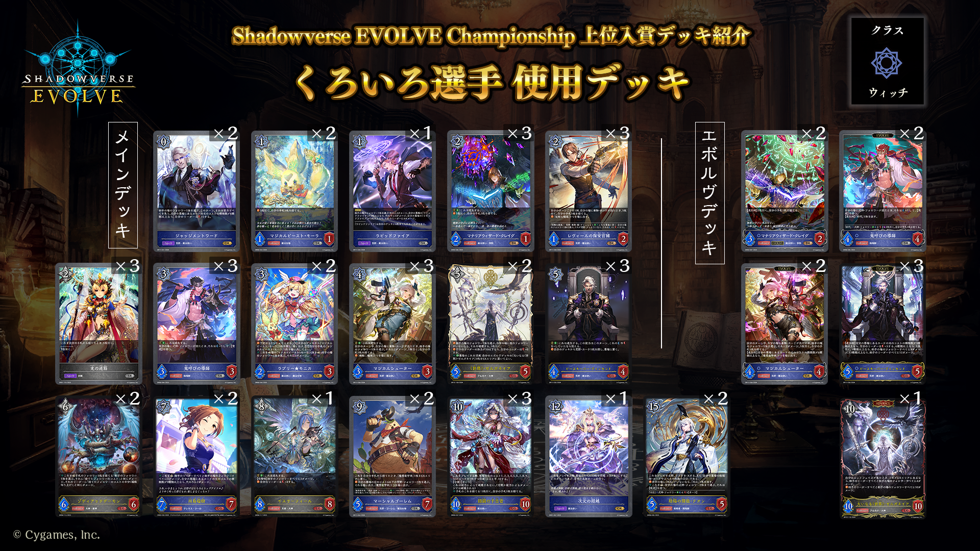 Shadowverse EVOLVE Championship」（2024年9月2週）上位入賞者